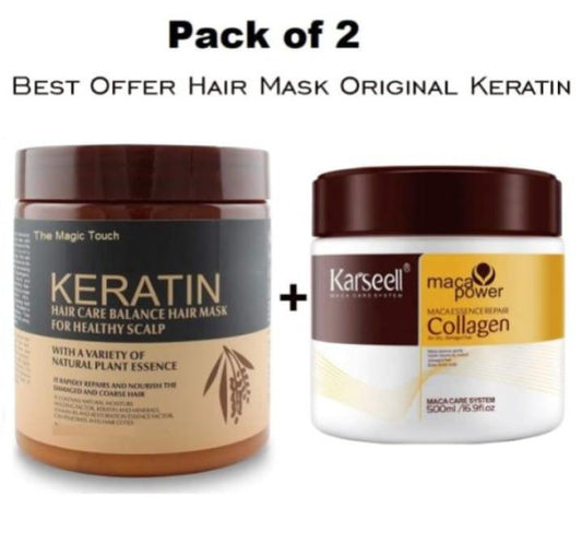 Pack Of 2 Keratin & Karseell Hair Mask Deal, (500ml)